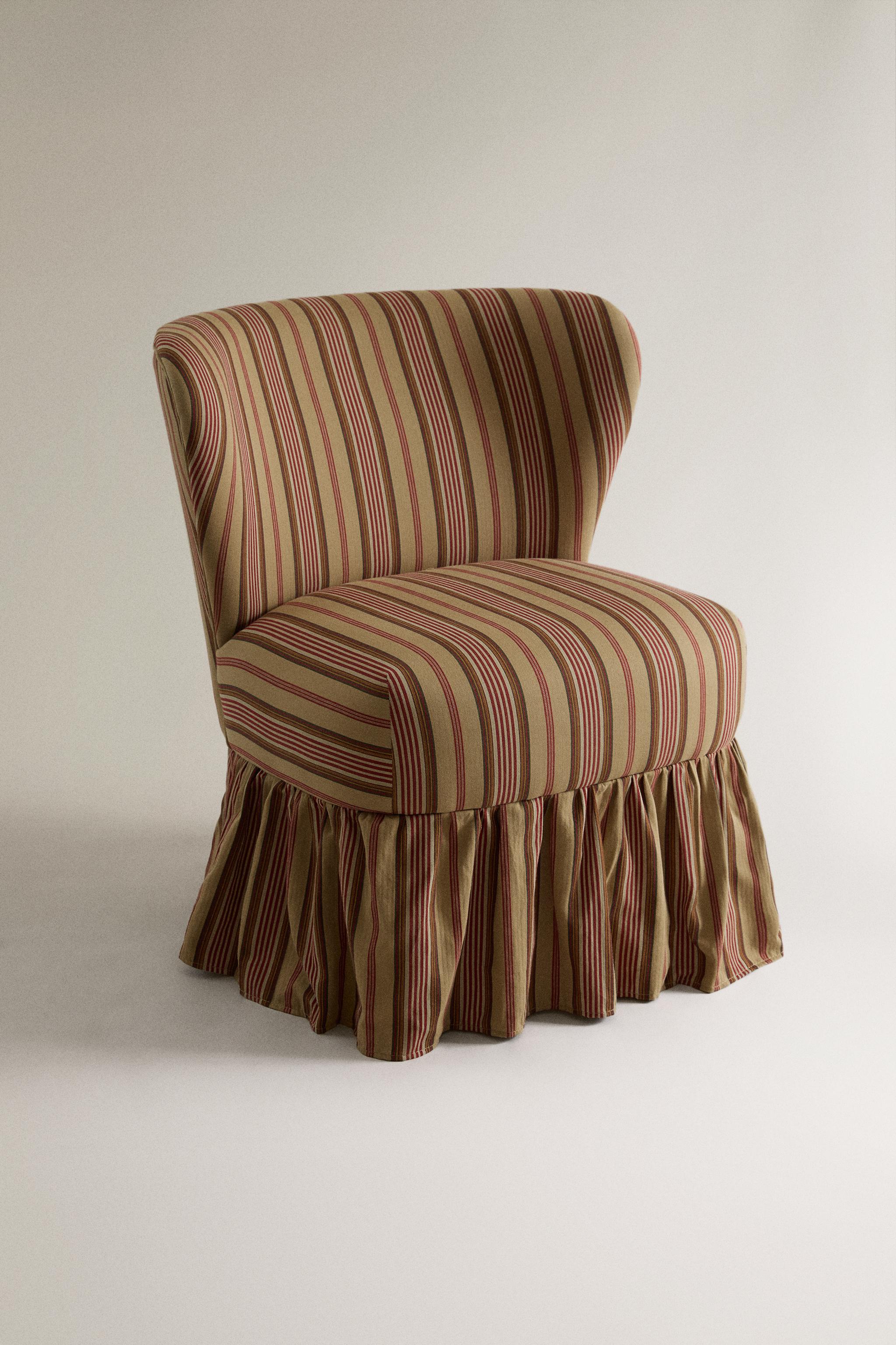 STRIPED ACCENT CHAIR WITH RUFFLE | KATHARINE POLE